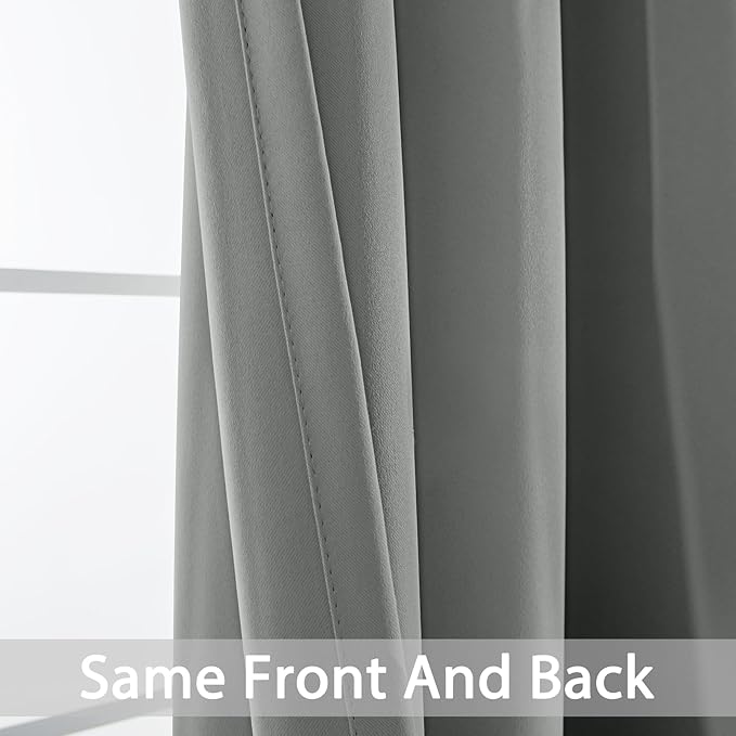 Yakamok Dove Grey Room Darking 72 Inch Length 2 Panel Sets for Livingroom Dining Room Darkening Thermal Insulated Bay Window Hotel Modern Elegant Black Out Sunblock Curtins/Bedroom,52 x 72 Inches
