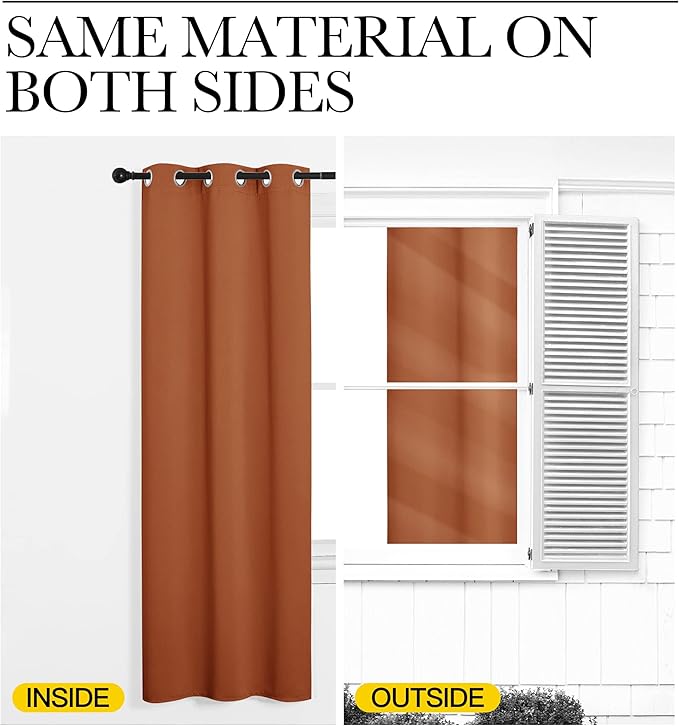 NICETOWN Halloween Blackout Draperies Curtains for Girls Room, Nursery Essential Thermal Insulated Grommet Top Blackout Panels (Burnt Orange, 1 Pair, 34 x 84 inches)