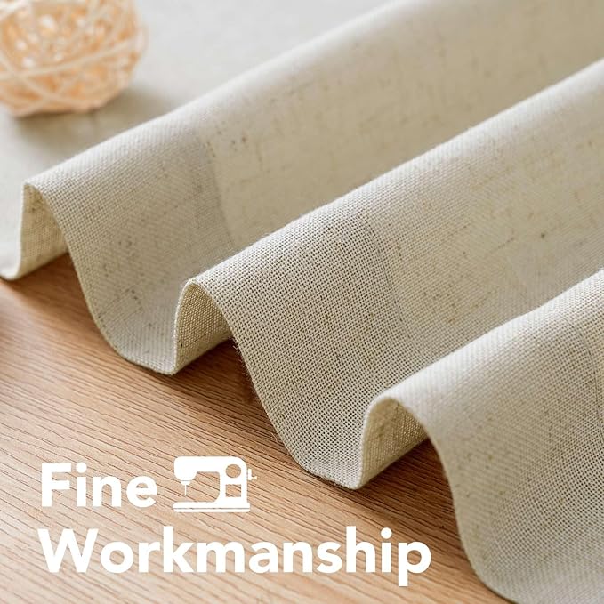 H.VERSAILTEX Living Room Linen Curtains - Semi Sheer, Nickel Grommet Energy Saving Light Filtering Window Treatments Panels for Bedroom, Castle Wall, 2 Panels, 52 x 54 Inch