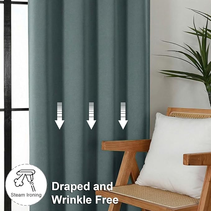 Simplebrand Ava Dark Green Blackout Curtains for Bedroom 84 Inch Length 2 Panels Set, Solid Thermal Insulated Privacy Living Room Window Treatment Curtains Blackout Drapes, W50 x L84 Inch, Dark Green