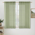 MIULEE Sage Green Short Linen Curtains 45 Inch Length 2 Panels for Kitchen Bedroom Bathroom, Soft Thick Linen Textured Basement Window Drapes Semi Sheer Light Filtering Back Tab Burlap Look Decor
