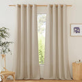 NICETOWN Linen Flax Semi Sheer Curtains 92" Length, Grommet Window Treatments Privacy Added with Light Penetration Vertical Drapes for Loft/Home Office, Angora, W55 x L92, 2 Panels