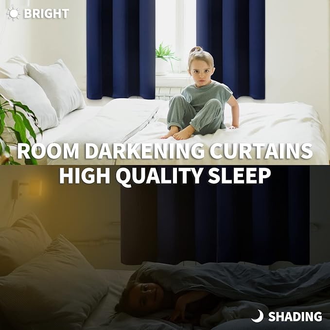 BGment Blackout Curtains for Bedroom - Grommet Thermal Insulated Room Darkening Curtains for Living Room, Set of 2 Panels (52 x 72 Inch, Navy Blue)