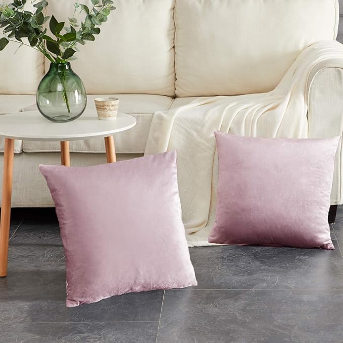 GIGIZAZA Decorative Couch Throw Pillow Covers,Set of 2 Sweet Lilac Square Pillow Cushion Covers 22x22,Pillow Cases Velvet Pillow Covers