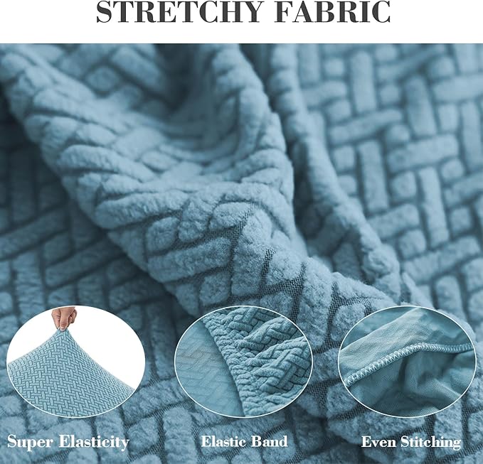 Sofa Covers Couch Covers for Sofa Pet Friendly Couch Cushion Covers Universal Sofa Covers Washable Stretch Slipcovers for Sectional Sofa (Texture Sea Blue, 3 Seats + Chaise Cover)