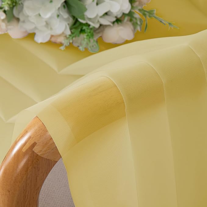 Chyhomenyc Mustard Yellow Sheer Curtains 72 Inches Long, Light Filtering Window Sheer Curtain Panel Drapes, Elegant Curtains & Drapes for French Door Living Room, Each 42Wx72L Inches, 2 Panels