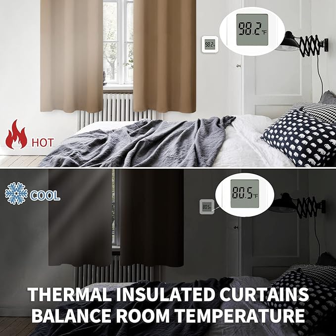 BGment Blackout Curtains for Bedroom - Grommet Thermal Insulated Room Darkening Curtains for Living Room, Set of 2 Panels (52 x 72 Inch, Taupe)