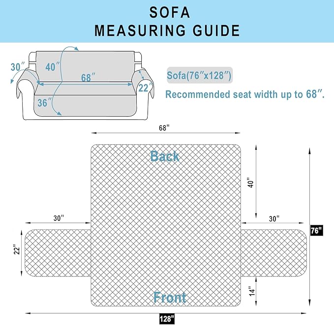 Reversible Sofa Covers Couch Cover Furniture Protector for Dogs Elastic Straps Water Resistant(Sofa,Black/Black)