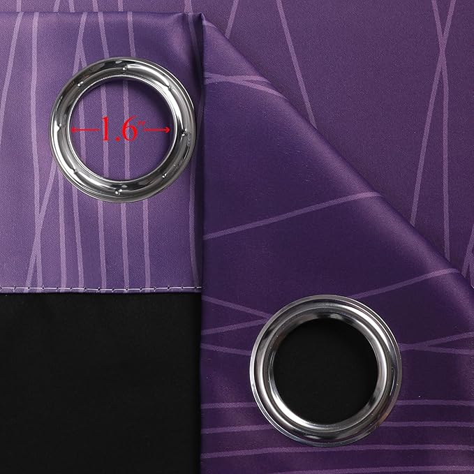 Estelar Textiler Purple and Black Ombre Blackout Curtains 108 Inch Length 2 Panels Set, Thermal Insulated Drapes for Bedroom,Full Room Darkening Grommet Gradient Curtains for Living Room,52Wx108L