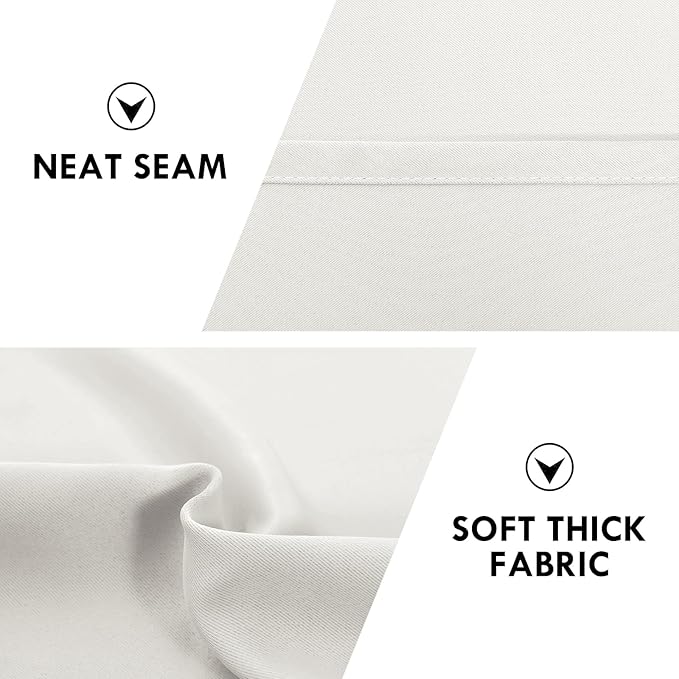 DWCN Blackout Curtains Thermal Insulated, Energy Saving & Noise Reducing Bedroom and Living Room Curtains, Ivory, W 42x L 84 Inch, Set of 2 Rod Pocket Curtain Panels