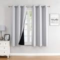ChrisDowa 100% Blackout Curtains 63 inch Long for Bedroom with Black Liner, 2 Thick Layers Total Blackout Thermal Insulated Grommet Window Curtains 2 Panels Set (Greyish White, 38 x 63 Inch)