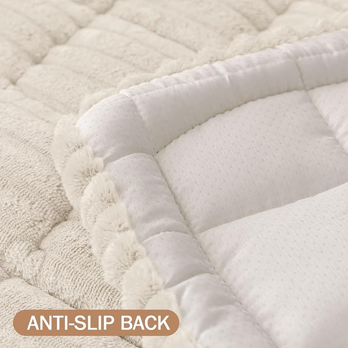 Smiry Couch Cover for Dogs Washable, Non Slip Fuzzy Pet Couch Covers for 3 Cushion Sofa Pet Friendly, Thick Soft Sofa Slipcovers Cushion Protector (White, 27.6" x 82.7")