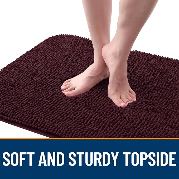 OLANLY Dog Door Mat for Muddy Paws 34x21, Absorbs Moisture and Dirt, Absorbent Non-Slip Washable Doormat, Quick Dry Chenille Mud Mat for Dogs, Entry Indoor Entryway Carpet for Inside Floor, Russet