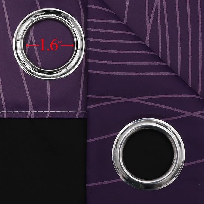 Estelar Textiler Purple and Greyish White Blackout Curtains 96 Inches Long, Full Room Darkening Grommet Curtains for Bedroom, Thermal Insulated Ombre Blackout Drapes for Living Room, 52Wx96L, 2 Panels