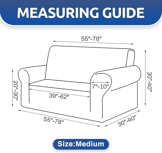 KEKUOU Stretch Loveseat Sofa Cover Slipcover,Couch Covers for 2 Cushion Couch Sofa (55"-78") Furniture Protector Sofa with Elastic Bottom for Kids,Dog. Jacquard Small Checked (Medium,Khaki)
