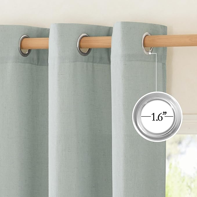 NICETOWN Sage Green Thick Linen Curtains 72" Length, Grommet Privacy Window Treatments Linen Weave with Light Penetration Vertical Drapes for Farmhouse/Home Office, W42 x L72, 2 Panels