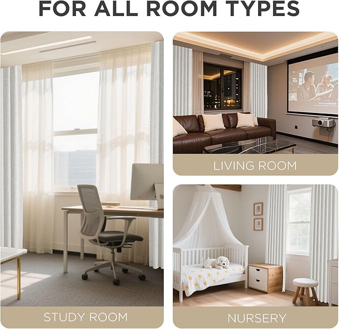 Joydeco Blackout Curtains for Bedroom - 100% Light Blocking 2 Panels Set White Drapes 37" W x 72" L, Thermal Insulated Room Darkening Curtains, Linen Textured for Living Room, Rod Pocket & Back Tabs