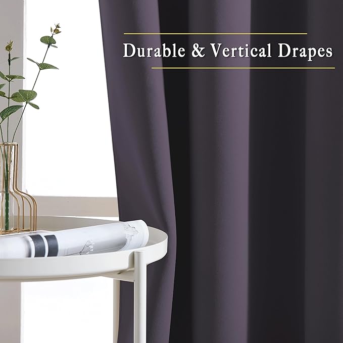 NICETOWN Room Darkening Curtain Panels - Window Treatment Thermal Insulated Grommet Light Blocking Curtains Drapes for Bedroom/Home Office (2 Panels, 34 by 50, Greyish Purple)