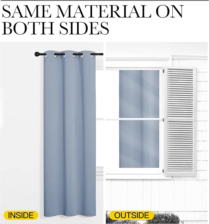 NICETOWN Vintage Blue Blackout Curtains 54 inches Length for Cafe, 2 Panels, 34" Wide, Thermal Insulated Decoration Drapes for Small Window