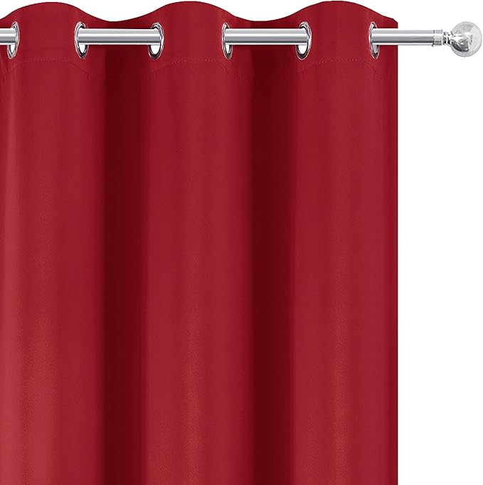 LEMOMO Blackout Curtains 66 x 95 inch/Bright Red Curtains Set of 2 Panels/Thermal Insulated Room Darkening Bedroom Curtains