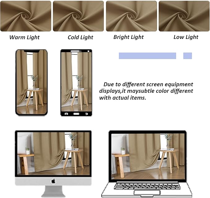 Simplebrand Ava Blackout Curtains for Patio 108 Inches Long 2 Panels Set, Solid Thermal Insulated Room Darkening Rod Pocket Window Treatment Curtains Blackout Drapes, W50 x L108 Inch, Taupe