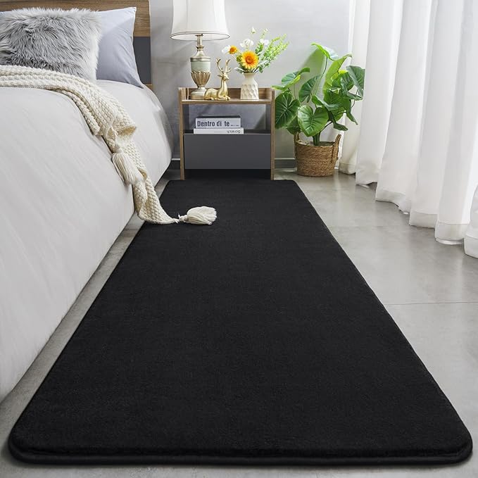 Amearea Modern Soft Hallway Runner Rug, 2x8 Feet Area Rug Runners for Hallways, Washable Runner Rugs, Non Slip Memory Foam Rug Black Runner Rugs Carpet for Entrance Kitchen Kids Room Decor