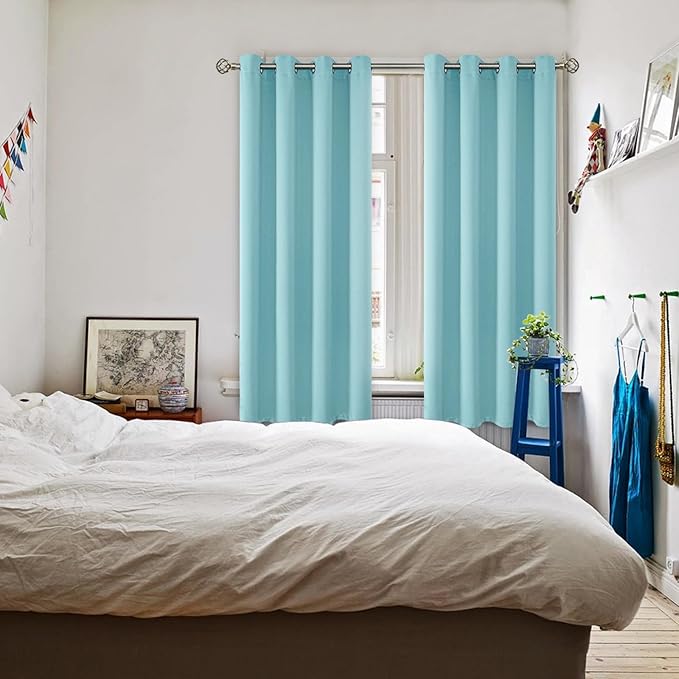 BGment Blackout Curtains - Grommet Thermal Insulated Room Darkening Bedroom and Living Room Curtains, Set of 2 Panels (52 x 72 Inch, Baby Blue)