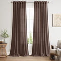 Cappuccino Linen Curtains for Living Room 100 Inches Long Light Filtering Semi Sheer Curtain Back Tab Rod Pocket Luxury Modern Rustic Home Decor Neutral Drapes for Bedroom Dinner Room 52x100, 2 Panels