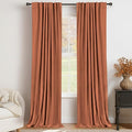 100% Blackout Shield Linen Blackout Curtains for Bedroom 102 Inches Long, Back Tab/Rod Pocket Living Room Drapes, Thermal Insulated Blackout Curtains 2 Panels Set, 50" W x 102" L, Burnt Orange