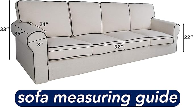 PureFit Super Stretch 4 Seater Sofa Slipcover – Spandex Non Slip Soft Couch Sofa Cover, Washable Furniture Protector with Non Skid Foam and Elastic Bottom for Kids, Pets （XX Large, Natural）