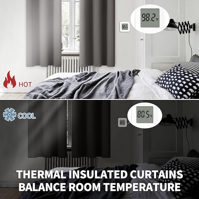 BGment Blackout Curtains for Bedroom - Grommet Thermal Insulated Room Darkening Curtains for Living Room, Set of 2 Panels (52 x 84 Inch, Grey)