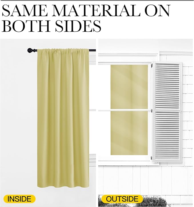 NICETOWN Blackout Curtains for RV Windows, Paler Yellow, 29" by 20", 2 Panels, Room Darkening Window Curtain Panels, Easy-Care Solid Thermal Insulated Draperies/Drapes for Daughter Room