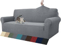 ZNSAYOTX 1 Piece Jacquard Couch Covers for 3 Cushion Couch Living Room High Stretch Sofa Cover Pets Dogs Friendly Anti Slip Thickened Slipcovers Furniture Protector (Sofa, Light Grey)