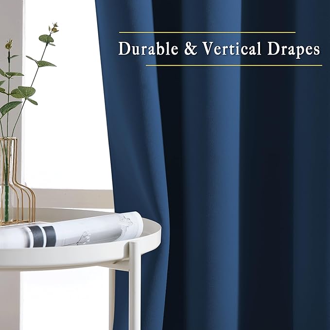 NICETOWN 45 inches Bedroom Curtains Panels - Functional Blackout Curtains/Panels for Bedroom, Thermal Insulated, Privacy Assured (2 Pieces, 52 x 45 inches in Moroccan Blue)