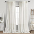Nanspring Beige White Linen Curtains for Living Room 98 Inches Long Back Tab and Rod Pocket Light Filtering Semi Sheer Curtain Rustic Farmhouse Decor Luxury Drapes for Bedroom Office 52x98, 2 Panels