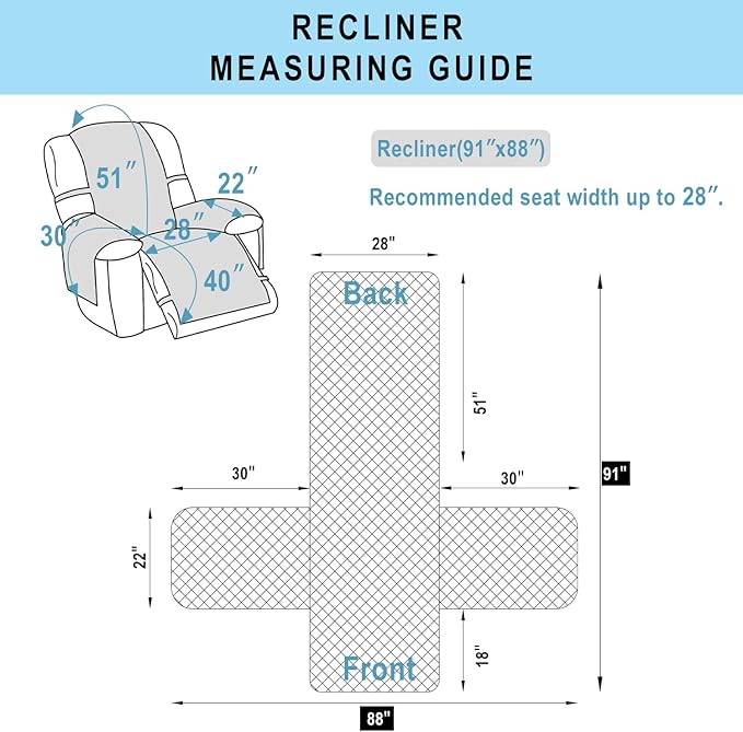 Recliner Chair Covers Reversible Sofa Cover Couch Cover for Pets Lazy Boy Furniture Protector(28''Recliner,Huntergreen/Sage)