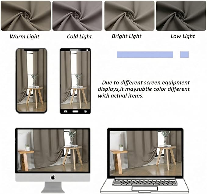 Simplebrand Ava Blackout Curtains for Patio 108 Inches Long 2 Panels Set, Solid Thermal Insulated Room Darkening Rod Pocket Window Treatment Curtains Blackout Drapes, W50 x L108 Inch, Latte