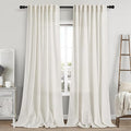 Cream Linen Curtains 114 Inches Long for Living Room Extra Long Back Tab Curtains Neutral Farmhouse Light Filtering Semi Sheer Linen Drapes Ceiling to Floor for Large Window 2 Panels Set 52x114