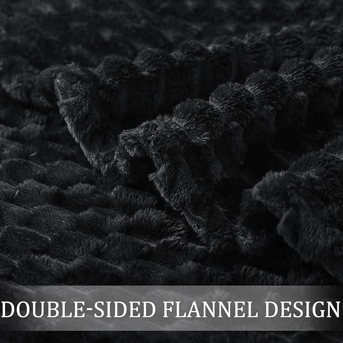 Exclusivo Mezcla Fleece Twin Blanket for Bed, Extra Large Fuzzy Black Bed Blankets, Soft Cozy Plush Sofa Throws for All Seasons, 90x66 Inches