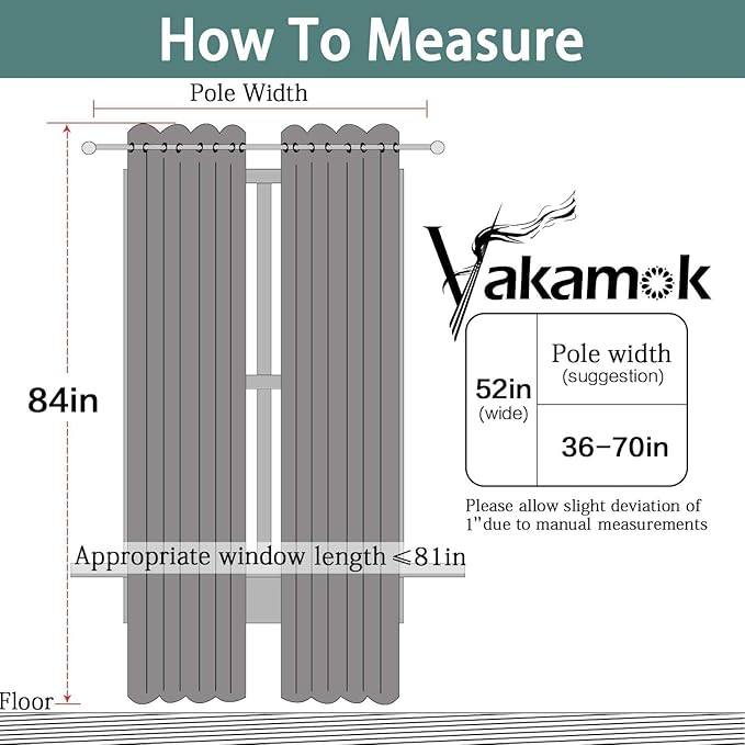 Yakamok Room Darkening Blackout Curtains Thermal Insulated Grommet Curtain Panels for Bedroom, 52W x 84L, Natural, 2 Panels