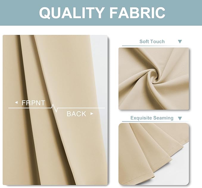 ChrisDowa Blackout Curtains 95 inches Long for Bedroom - 2 Panels Set Grommet Thermal Insulated Room Darkening Curtains for Living Room (Biscotti Beige, 52 x 95 Inch)
