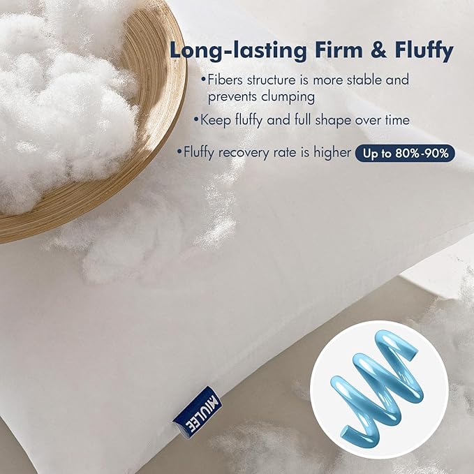 MIULEE Throw Pillows Inserts, Pack of 4 20x20 Inch 100% Virgin Fiber Filling Bed Couch Pillows