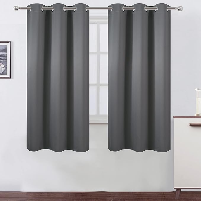 LEMOMO Frost Grey Blackout Curtains 40 x 63 Inch Length/Set of 2 Curtain Panels/Thermal Insulated Room Darkening Blackout Curtains for Bedroom