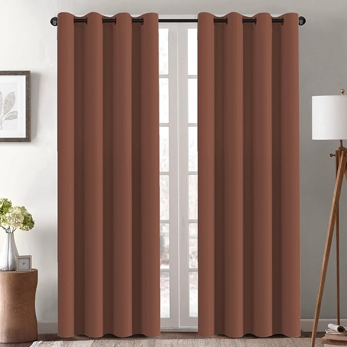 H.VERSAILTEX Blackout Curtain for Living Room Thermal Insulated Window Treatment Curtain Extra Long 96 inch Length Energy Saving Solid Grommet Top Blackout Drape, One Panel, Washed Spice, 52"W x 96"L