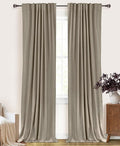 100% Blackout Shield Linen Blackout Curtains for Bedroom 63 Inches Long, Back Tab/Rod Pocket Living Room Drapes, Thermal Insulated Blackout Curtains 2 Panels Set, 50" W x 63" L, Faux Linen