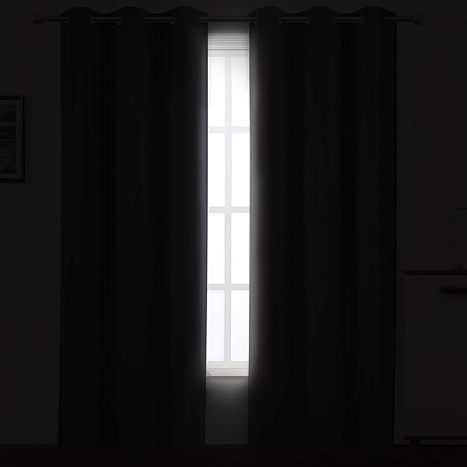 LEMOMO Frost Grey Blackout Curtains 34 x 84 Inch Length/Set of 2 Curtain Panels/Thermal Insulated Room Darkening Blackout Curtains for Bedroom