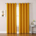 ChrisDowa Room Darkening Curtains 120 Inches Long 2 Panels Set for Living Room, Grommet Thermal Insulated Blackout Curtains for Bedroom (Mustard Yellow, 52 x 120 Inch)