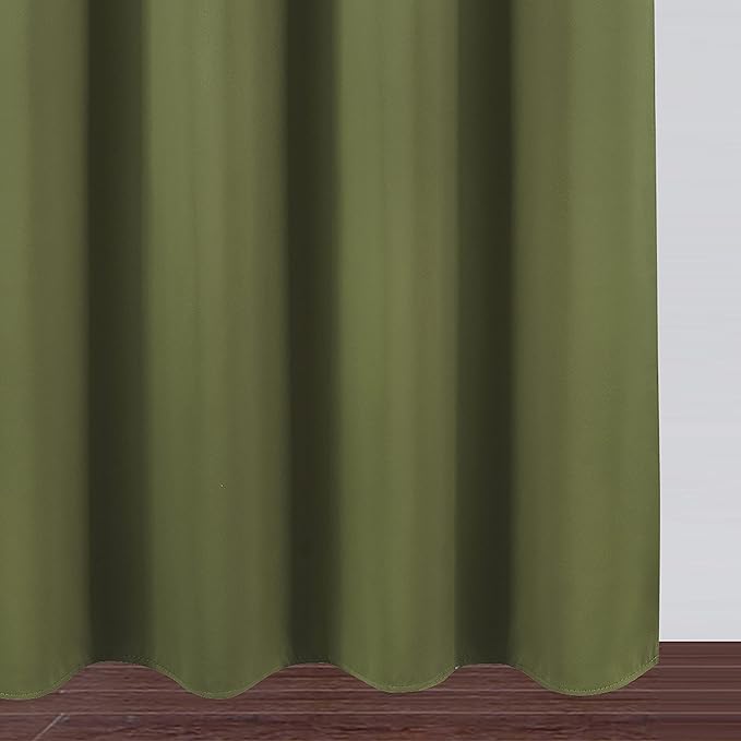 LEMOMO Olive Green Thermal Blackout Curtains/52 x 108 Inch/Set of 2 Panels Room Darkening Curtains for Bedroom