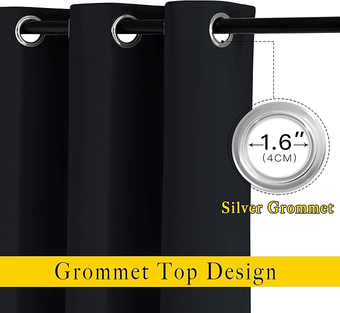 NICETOWN Black Out Curtains 96 inches Long for Living Room, Grommet Thermal Insulated Blackout Window Treatments Room Darkening Drapes for Bedroom, W52 x L96, 2 Panels