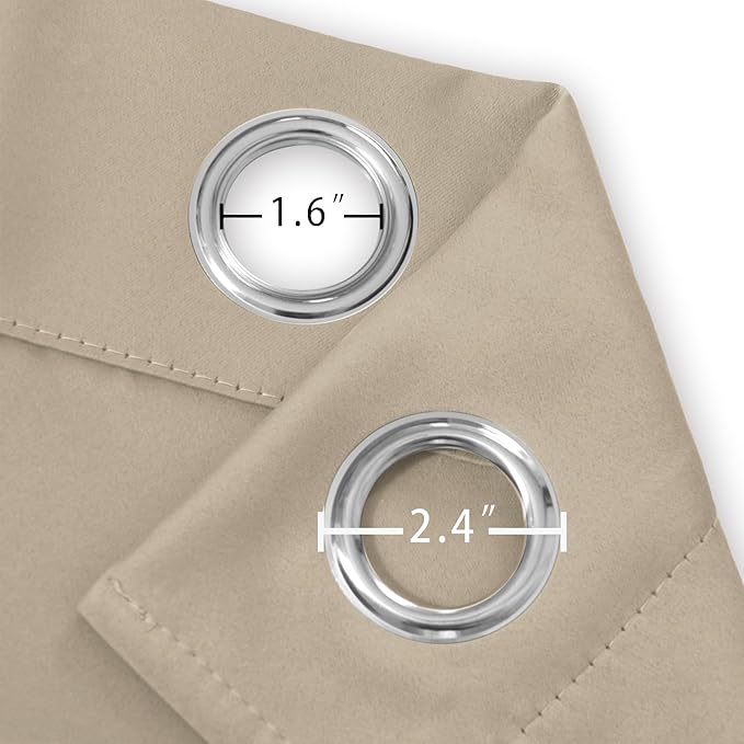 LEMOMO Khaki Blackout Curtains 42 x 54 Inch Length Set of 2 Panels Grommet Bedroom Curtains for Living Room
